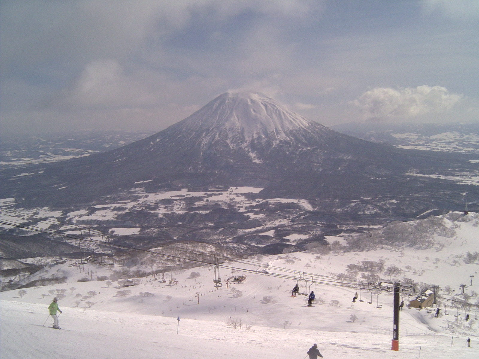 Mount Yotei rising above the Hirafu ski slopes in Niseko, Hokkaido